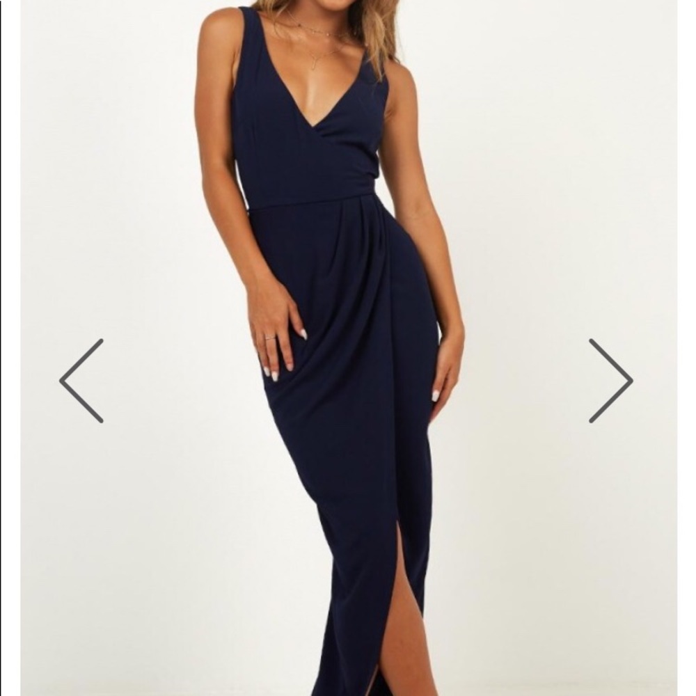Navy V- neck maxi dress